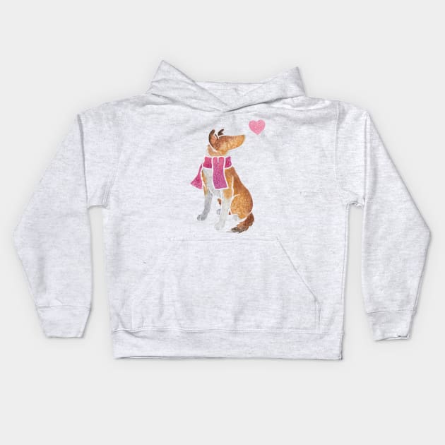 Watercolour Smooth Collie Kids Hoodie by animalartbyjess